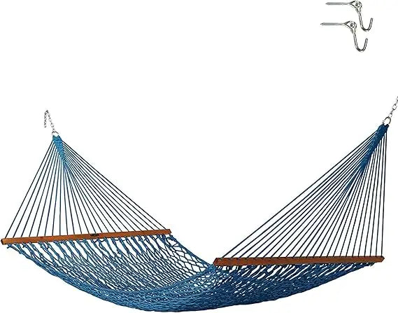 Deluxe Antique Brown DURACORD Rope Hammock with Extension Chains & Tree Hooks, Accommodates 2 People