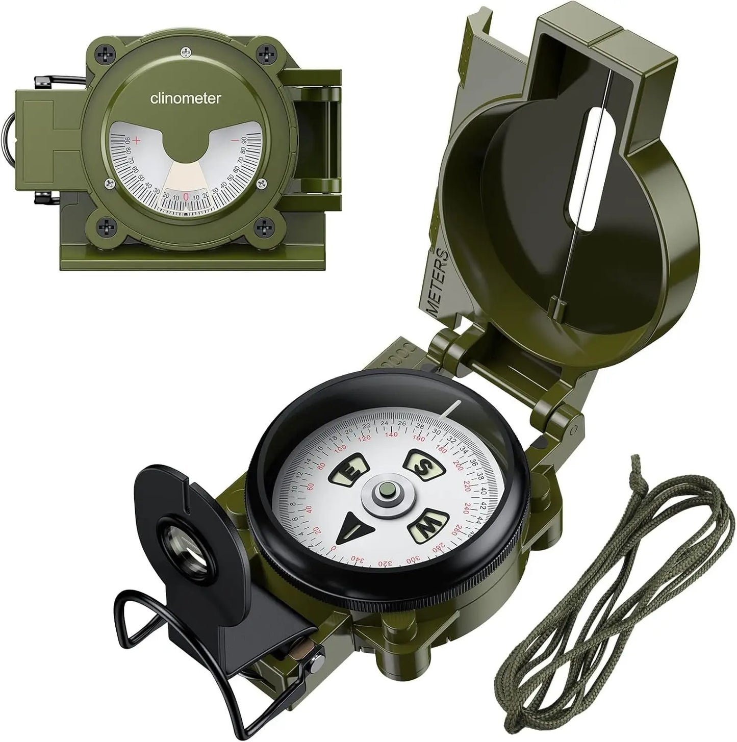 Professional Military Compass, 3000 Gauss, Waterproof with Carry Bag for Navigation, Hiking, Camping, Hunting.