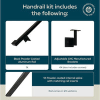 Load image into Gallery viewer, Contemporary Aluminum Complete Handrail, Brackets Included, Powder Coated Finish