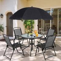 Load image into Gallery viewer, 6 Piece Patio Dining Set, Small Metal Outdoor Garden Patio Table and Chair Set w/Umbrella