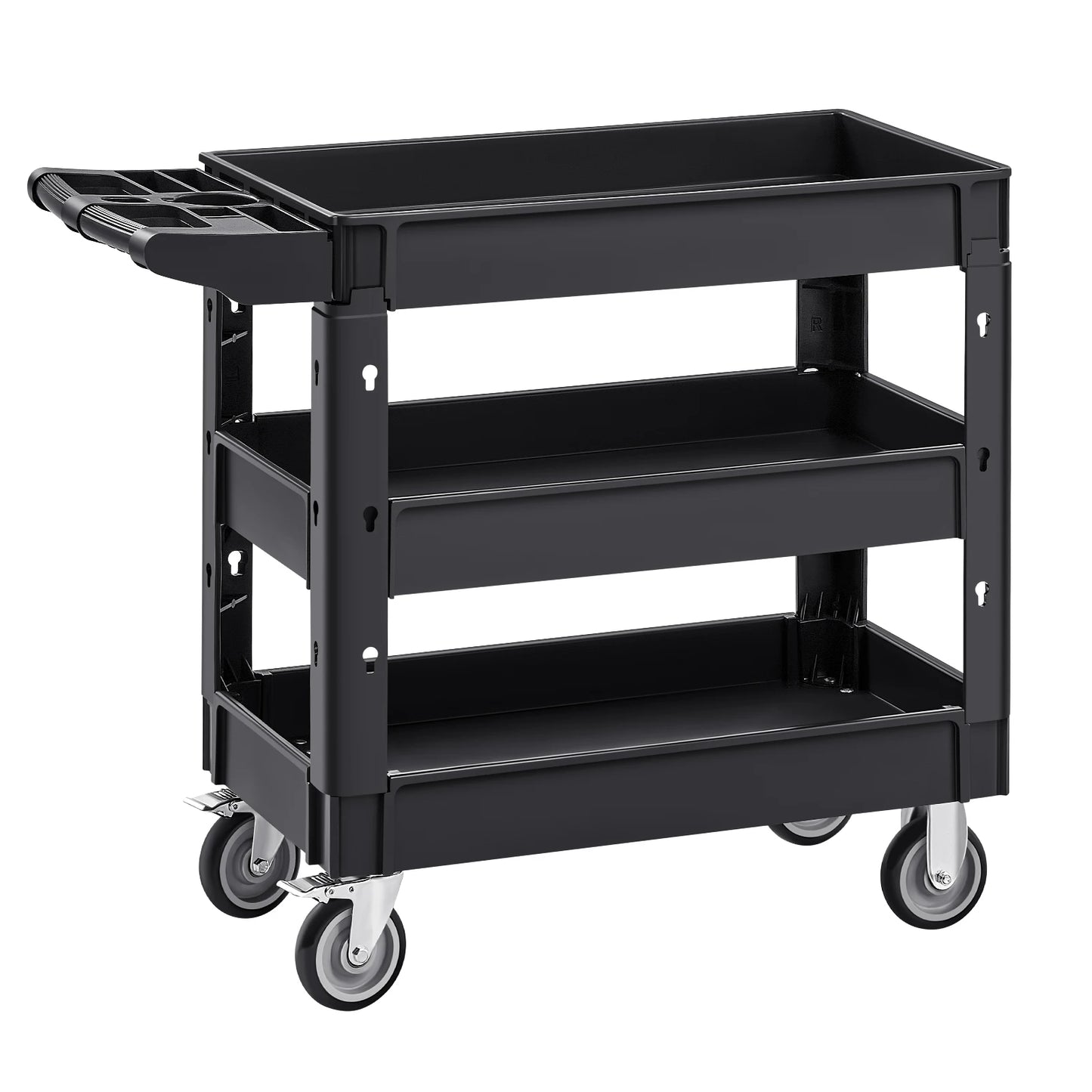 Utility Service Cart Dolly with 360° Swivel Wheels, Ergonomic Storage Handle for Warehouse/Garage/Cleaning