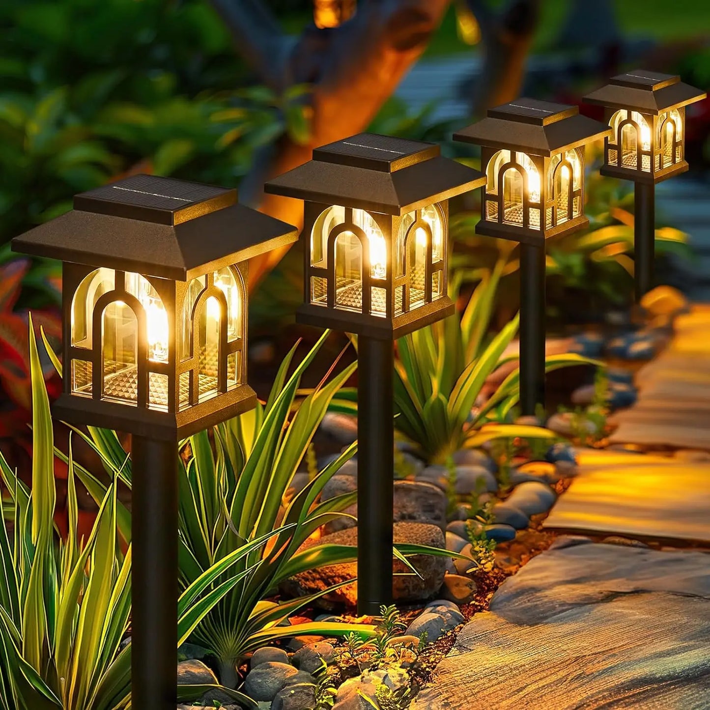 6/10 Pack Solar Pathway Lights, Auto On/Off