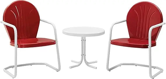 3-Piece Retro Metal Bistro Patio Outdoor Chair and Side Table Set