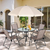 Load image into Gallery viewer, 6 Piece Patio Dining Set, Small Metal Outdoor Garden Patio Table and Chair Set w/Umbrella