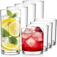 Load image into Gallery viewer, Unbreakable Plastic Drinking Glasses, Set of 8 - 14 oz Rocks and 20 oz Water Cups