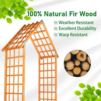 Load image into Gallery viewer, 9.4 ft Wooden Garden Arbor, Wedding Arch for Ceremony, Wood Garden Trellis for Plant Climbing, Pergola for Garden Backyard