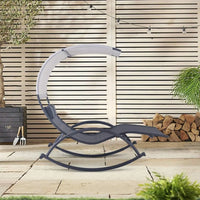 Load image into Gallery viewer, Outdoor Double Rocking  Chaise Lounge Chair with Sun Shade &amp; Wheels