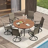 Load image into Gallery viewer, Patio Dining Set for 6, 7 Pieces Includes 53" Round Patio Table with Umbrella Hole and 6 Outdoor Swivel Chairs