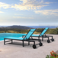 Load image into Gallery viewer, Chaise Lounge Chairs Set, Adjustable Recliner Chair with Wheels and Table