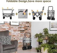Load image into Gallery viewer, Collapsible Garden Cart Wagon with Removable Canopy, 115 kg Capacity, Push &amp; Pull Utility Cart
