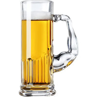 Load image into Gallery viewer, 1 Heavy 20oz Glass Beer Mugs with Unique Funny Shaped Handle, Safe for Freezer