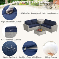 Load image into Gallery viewer, 4 Piece Patio Furniture Set with Storage Box, PE Rattan, Tempered Glass