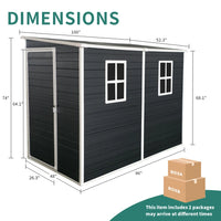 Load image into Gallery viewer, 8 x 4ft Outdoor Resin Garden Shed with Floor and 2 Windows, with Lockable Door