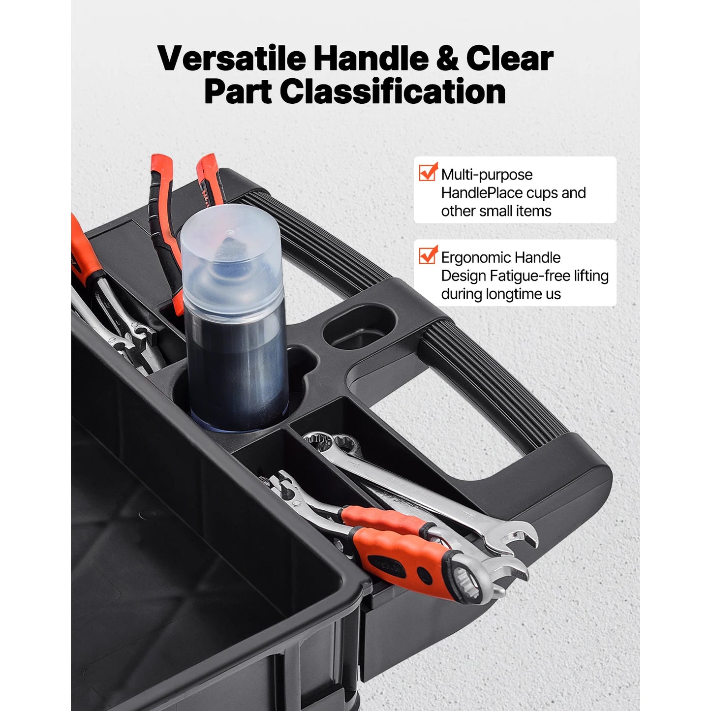 Utility Service Cart Dolly with 360° Swivel Wheels, Ergonomic Storage Handle for Warehouse/Garage/Cleaning