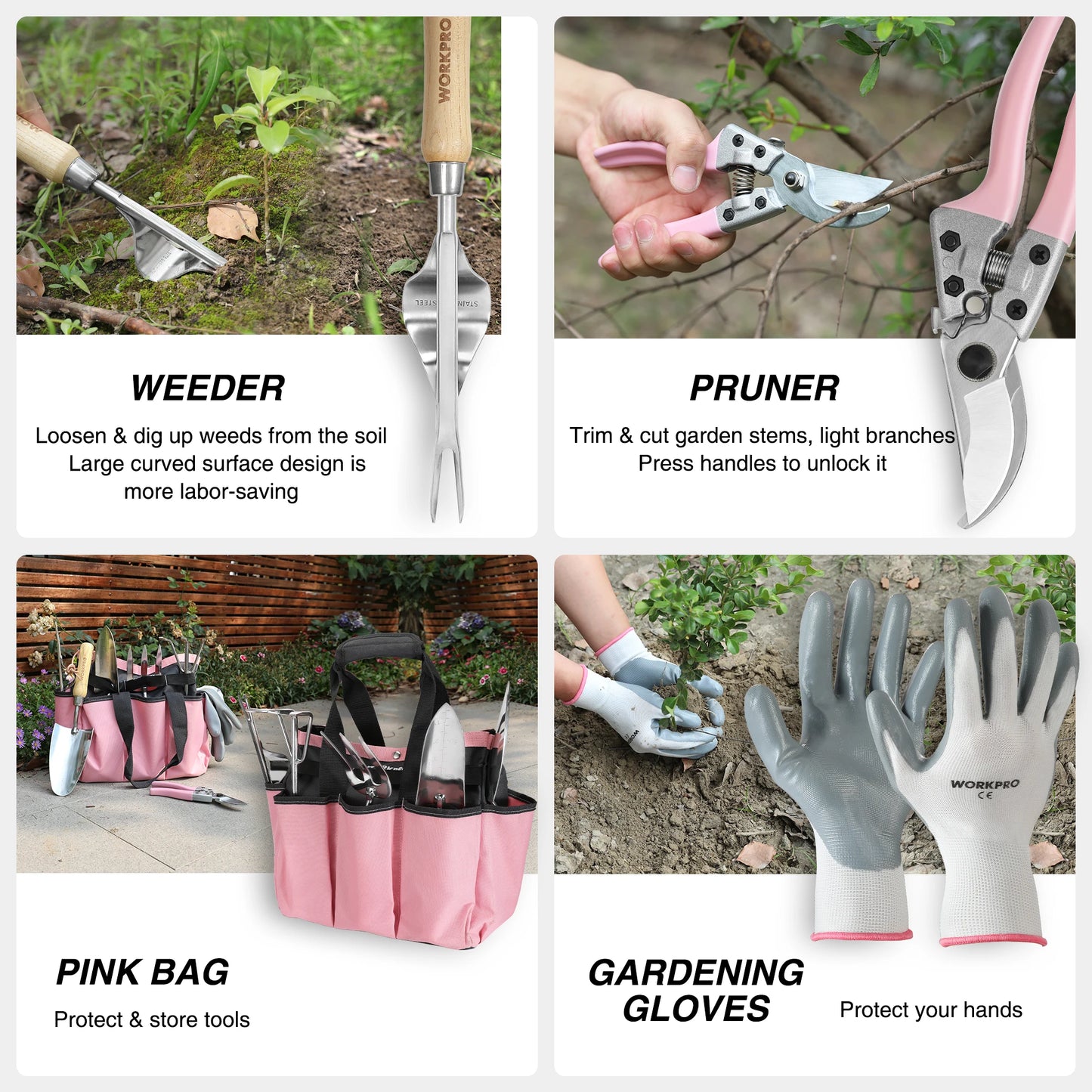 8-Piece Stainless Steel Garden Tool Set