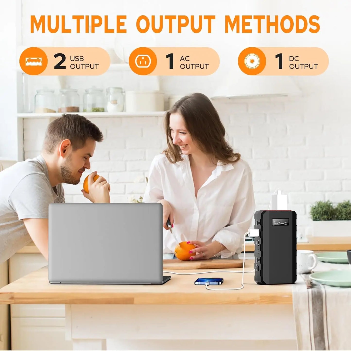 88Wh Portable Power Station 24000mAh110V/65W Power Bank Battery Charger AC, DC, USB QC3.0 for Home, Camping, Emergency