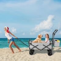 Load image into Gallery viewer, Collapsible Garden Cart Wagon with Removable Canopy, 115 kg Capacity, Push &amp; Pull Utility Cart