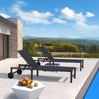 Load image into Gallery viewer, Chaise Lounge Chairs Set, Adjustable Recliner Chair with Wheels and Table