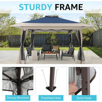Load image into Gallery viewer, 13’x13’ Pop Up Gazebo, Outdoor Canopy Tent Shade with Metal Frame, Mosquito Netting for Patio, Garden, Lawn, Backyard