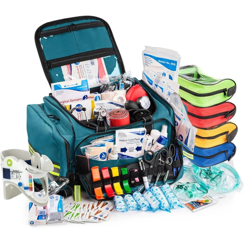 Fully-Stocked First Responder Professional Trauma Kit, HSA and FSA Approved, Reflective Bag