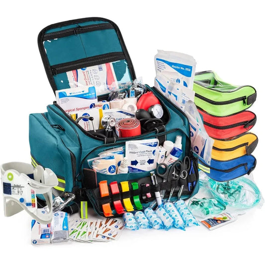 Fully-Stocked First Responder Professional Trauma Kit, HSA and FSA Approved, Reflective Bag