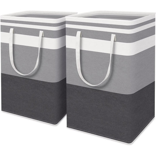 2-Piece Large Laundry Basket Set with Extended Handles