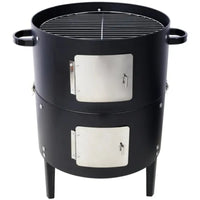 Load image into Gallery viewer, 17 Inch Steel Charcoal Smoker, Heavy Duty Round BBQ Grill for Outdoor Cooking, Black
