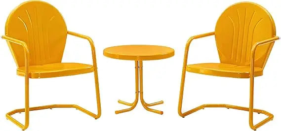 3-Piece Retro Metal Bistro Patio Outdoor Chair and Side Table Set