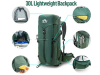 Load image into Gallery viewer, Ultralight Night Cat 30L Hiking Backpack Internal Frame; Fits both Men &amp; Women