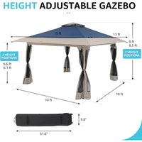 Load image into Gallery viewer, 13’x13’ Pop Up Gazebo, Outdoor Canopy Tent Shade with Metal Frame, Mosquito Netting for Patio, Garden, Lawn, Backyard