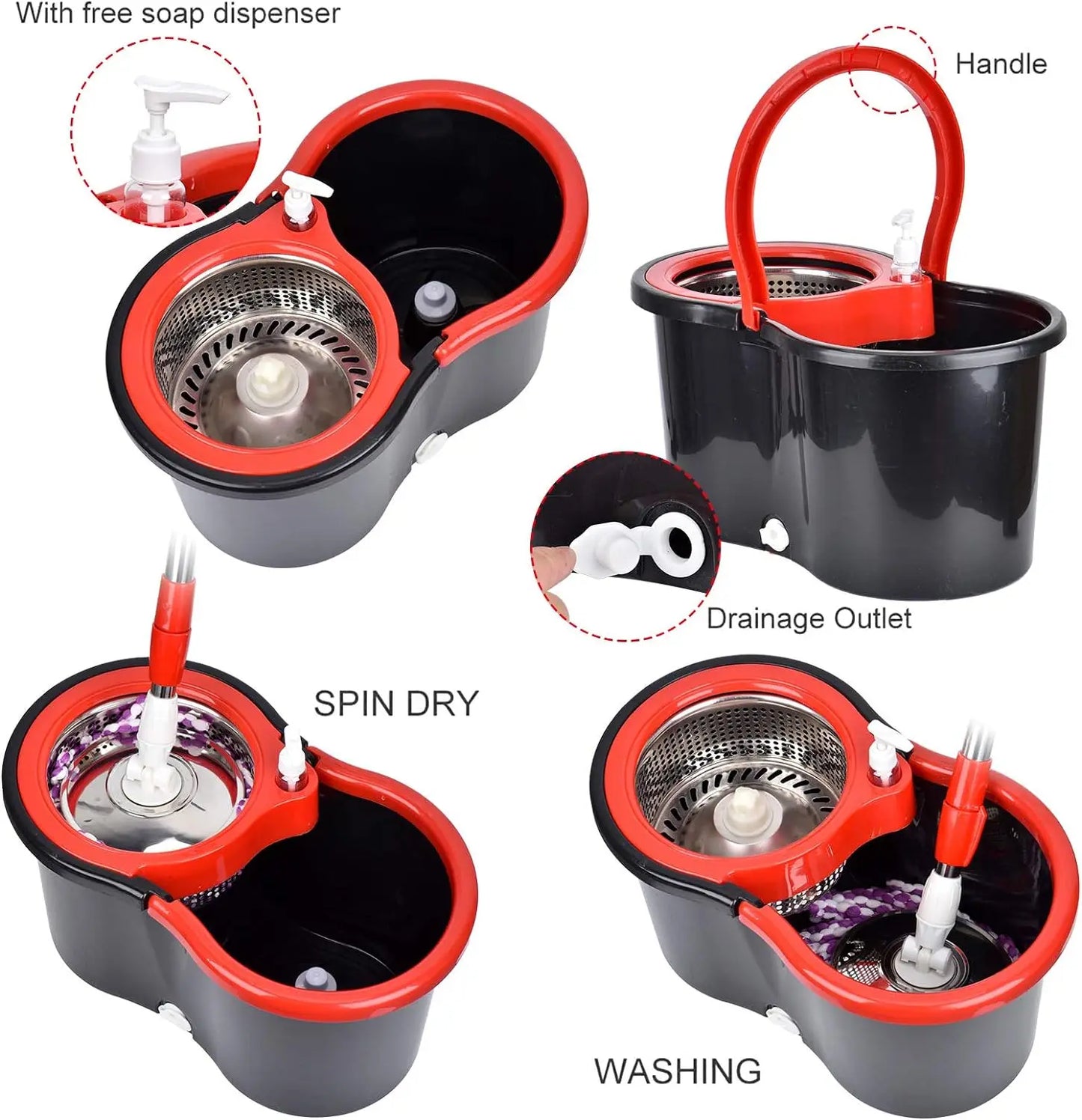 360° Spin Mop Bucket Set with Wring System