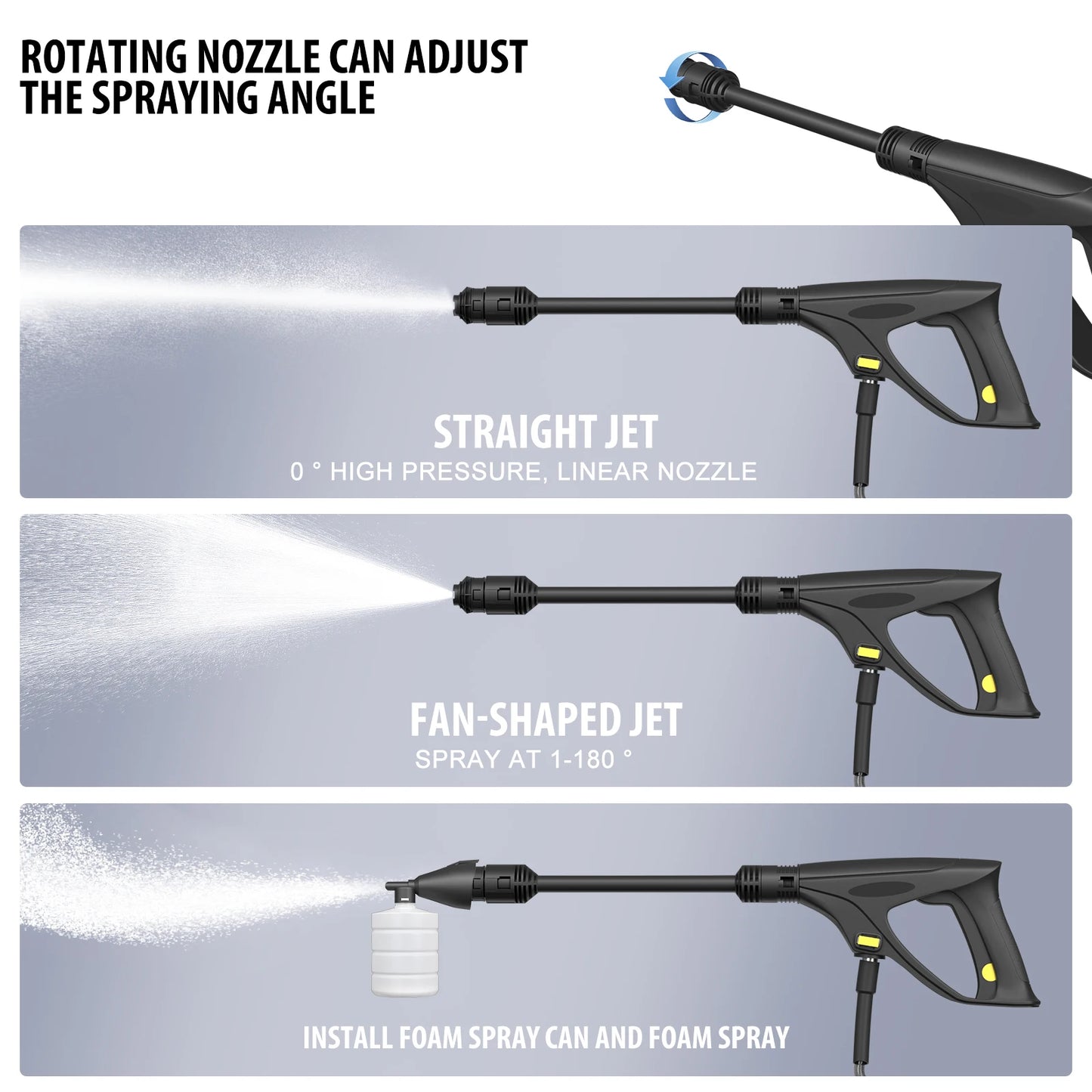 1800W 1.6GPM Electric High Pressure Washer with 3-in-1 Nozzle, Adjustable Spray Gun for Garden/Driveway/Deck Cleaning and More