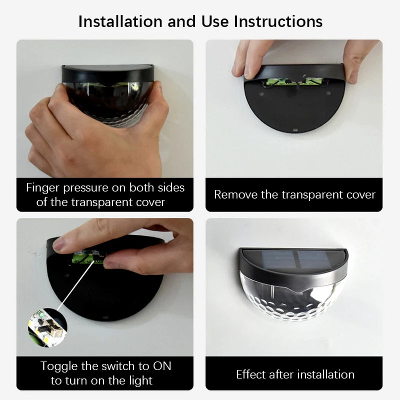 2 Piece Solar Wall Lamp, 6 LEDs, Waterproof