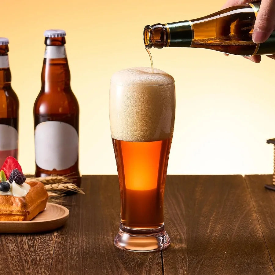 Set of 4 16 oz Pilsner Beer Pint Glasses for Serving Craft Wheat Beer, Classic Design Drinking Glassware Set, Ideal for Home Bar