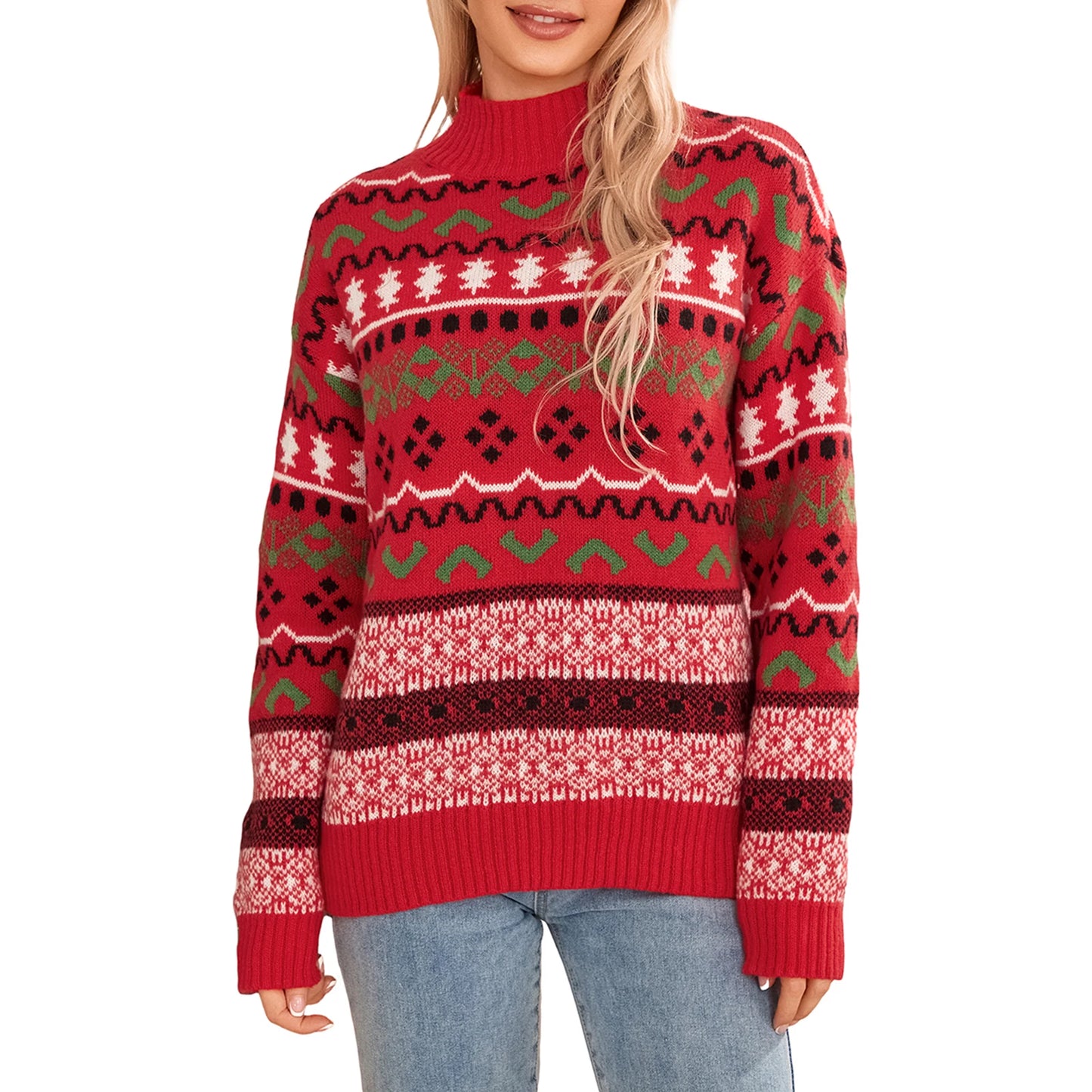 Women Christmas Sweater with Round Neck, Loose Fit