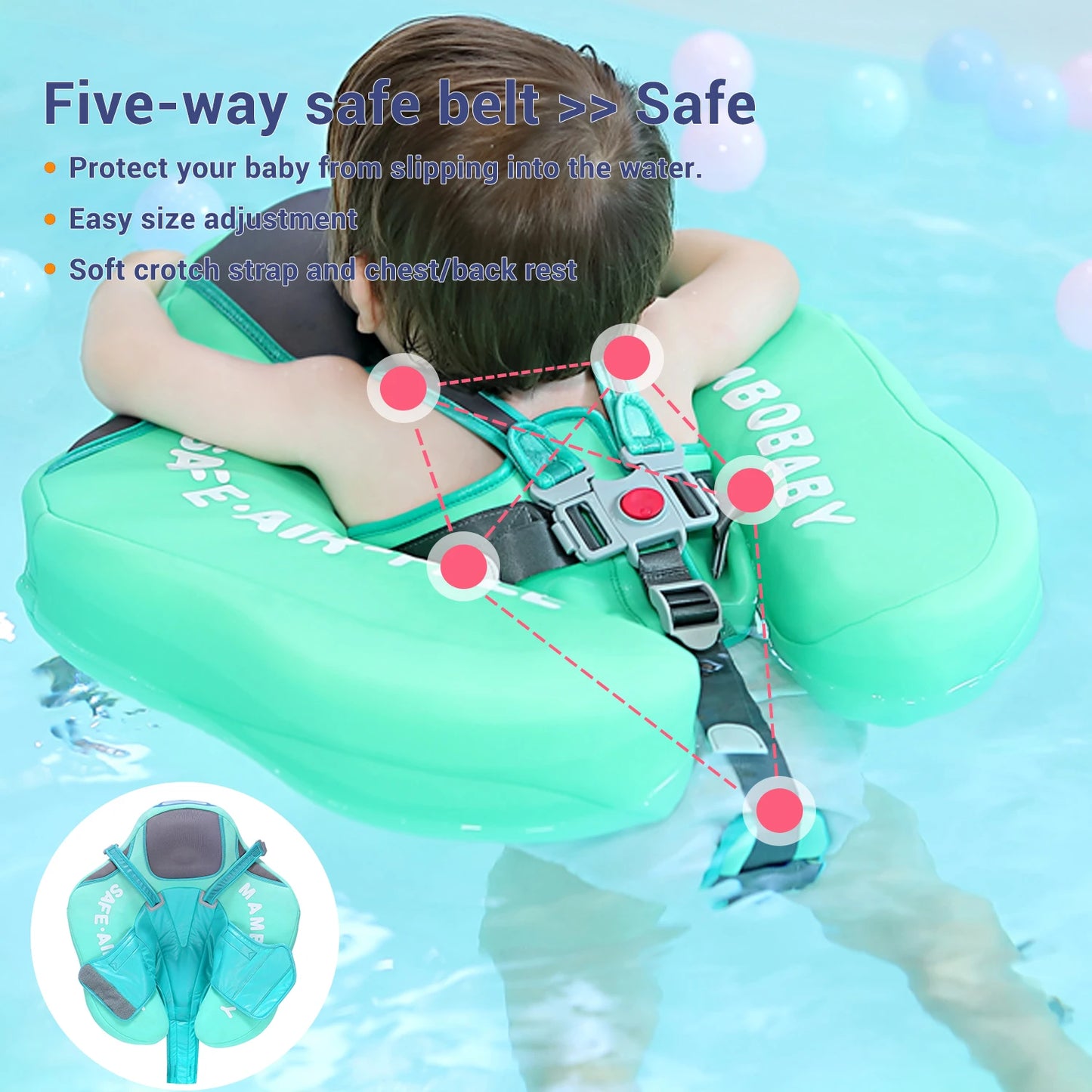 Baby Float with Sunshade Canopy and Crotch Strap