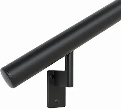 17 ft Flush ADA Compliant Handrail Kit - Complete Indoor/Outdoor Handrail for Stairs - 1.6" Round Anodized Aluminum Rail