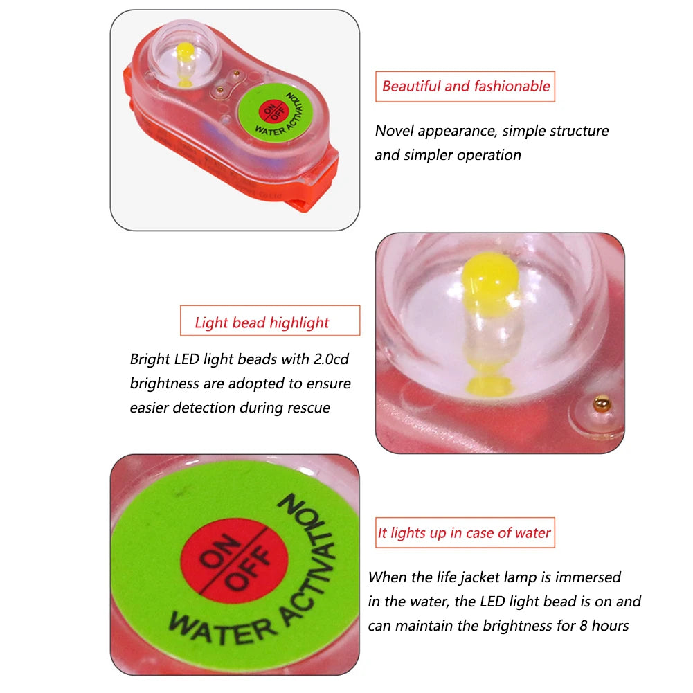 LED Life Jacket Light, Water Activated, Automatic Survivor Locator Light
