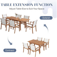 Load image into Gallery viewer, Acacia Wood Patio Dining Set for 6-8, Outdoor Expandable Table and Chairs Set. ***Umbrella and Base Not Included***