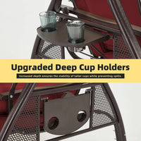 Load image into Gallery viewer, 3 Person Outdoor Swing with 1.5" Deep Cup Holder, Adjustable Canopy, Backrest Can be Laid Flat to Make a Bed