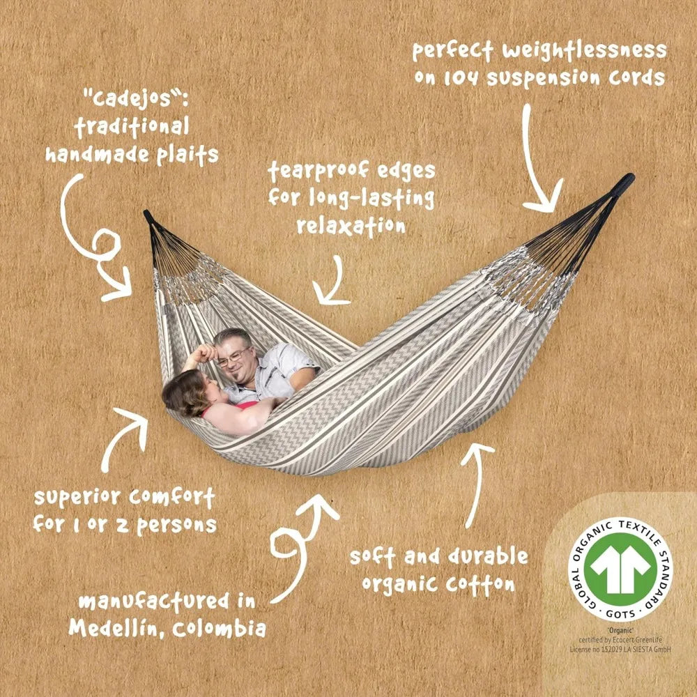 Organic Cotton, Double Classic Hammock in 6 color options