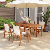 Load image into Gallery viewer, Acacia Wood Patio Dining Set for 6-8, Outdoor Expandable Table and Chairs Set. ***Umbrella and Base Not Included***