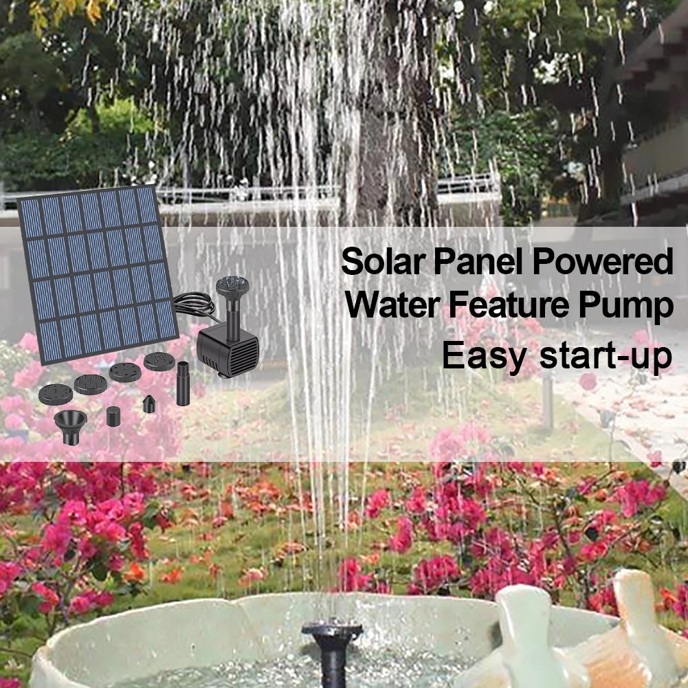 Solar Water Fountain Pump Kit with Nozzles for Garden, Pool, Pond, Aquarium, Fountain