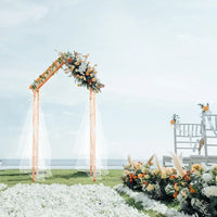 Load image into Gallery viewer, 9.4 ft Wooden Garden Arbor, Wedding Arch for Ceremony, Wood Garden Trellis for Plant Climbing, Pergola for Garden Backyard