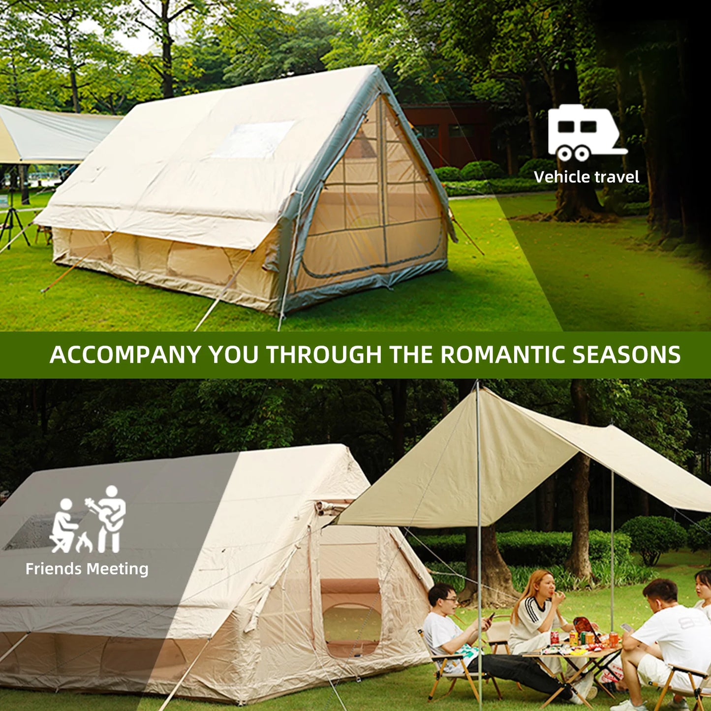 Large Inflatable Camping Tent with Hand Pump