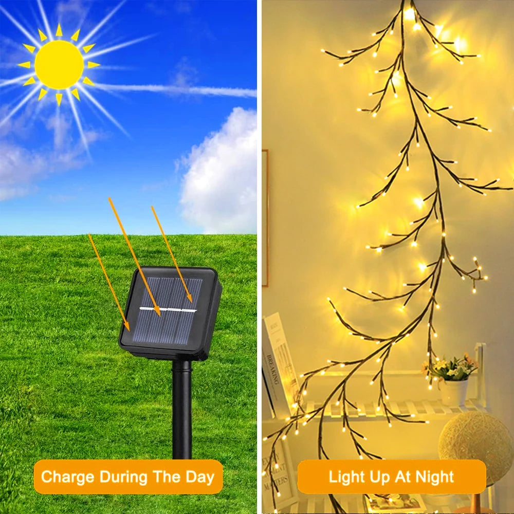 Light String Solar Tree and Vine Lamp, 96 LED, Waterproof