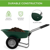 Load image into Gallery viewer, Dual-Wheel Home Utility Wheelbarrow w/Built-in Stand