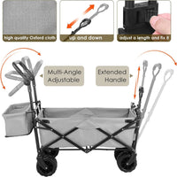 Load image into Gallery viewer, Collapsible Garden Cart Wagon with Removable Canopy, 115 kg Capacity, Push &amp; Pull Utility Cart