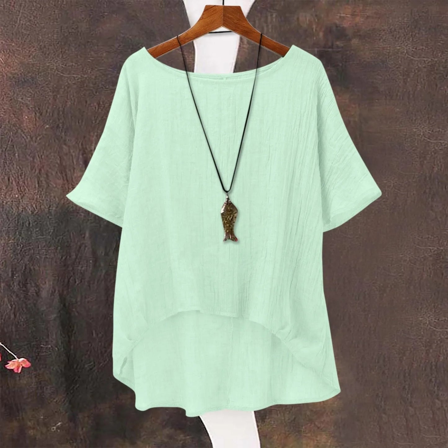 Ladies Summer Cool, Casual, Loose, Linen Top