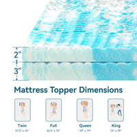 Load image into Gallery viewer, 5 Zone Premium Memory Foam Mattress Topper, Cooling Gel Mattress Topper for Pressure Relieve, Blue
